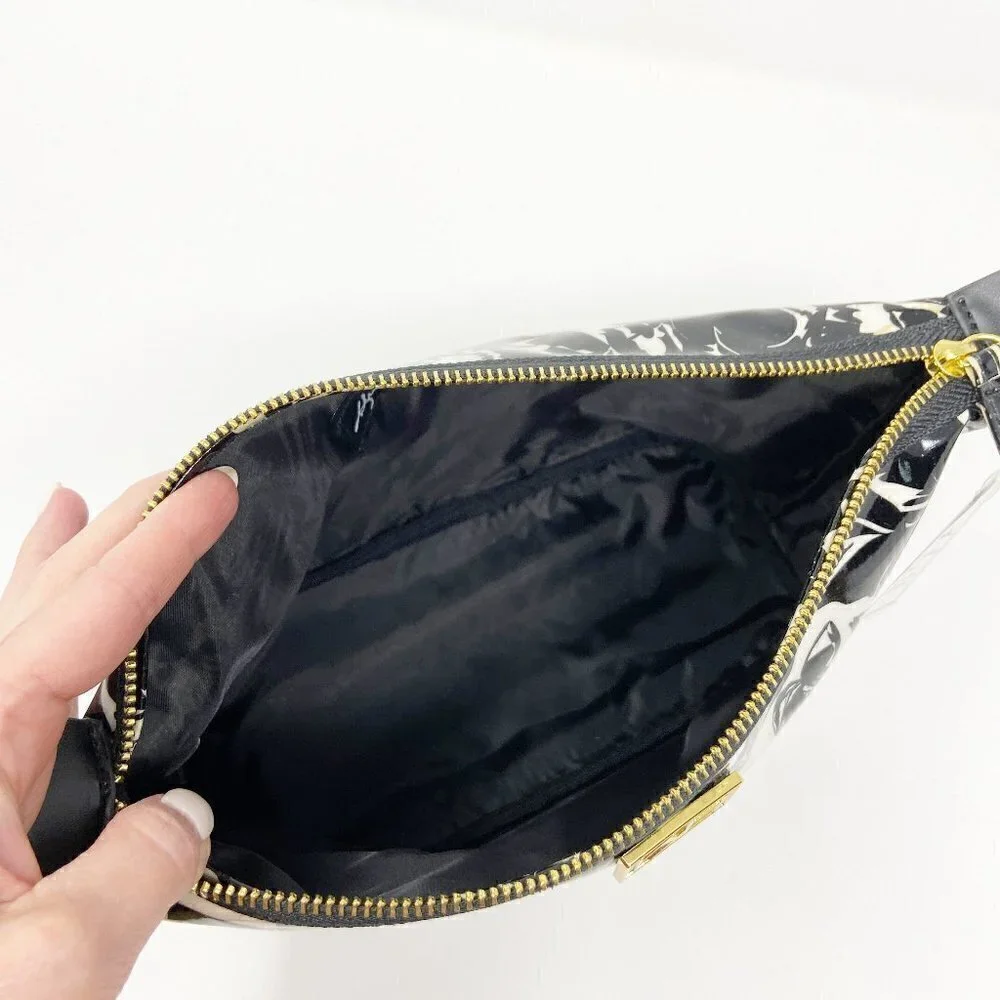 ANNA GRIFFIN | Set of 2 Black White Floral Cosmetic Bags Coated Cotton